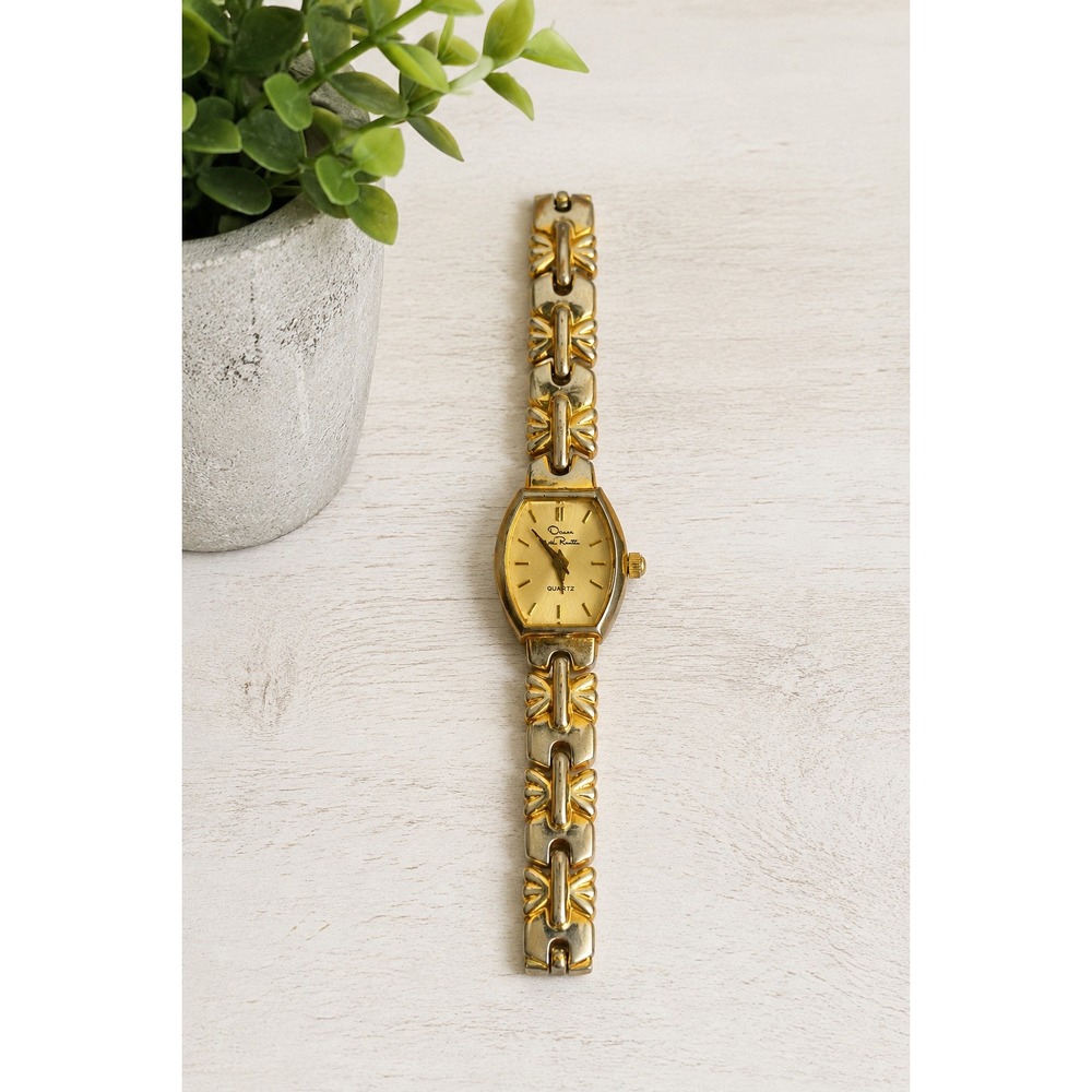 Vintage Oscar de la Renta Ladies Quartz Watch Gold Silver Two Tone Designer
